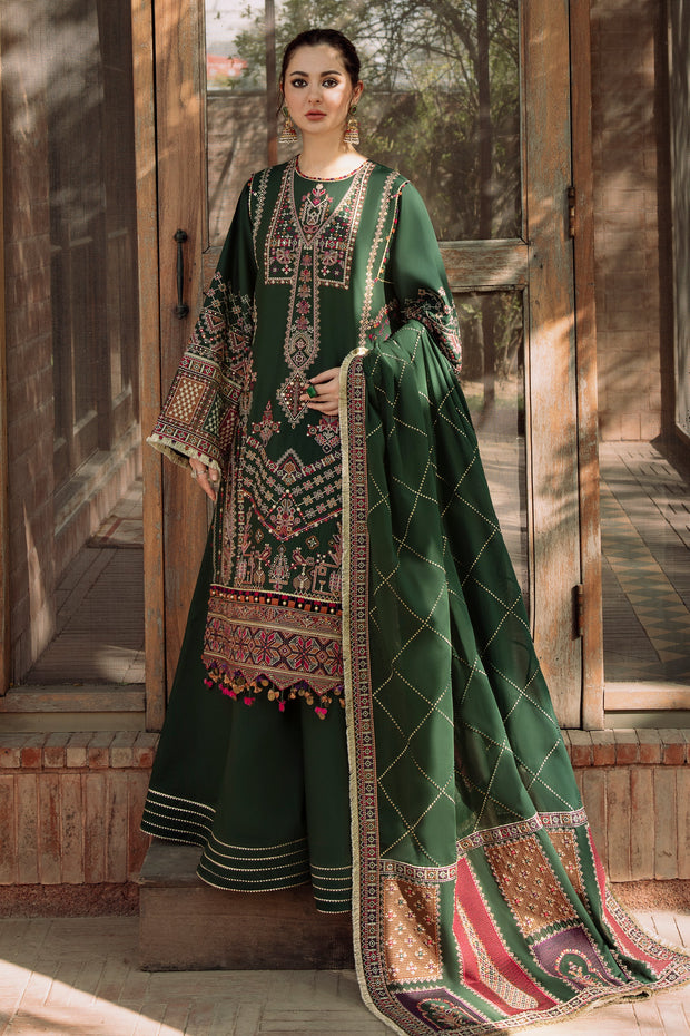 Pakistani Embroidered Lawn Suit in Kameez Trouser Style
