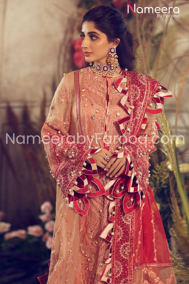  Pakistani Embroidered Organza Libaas