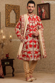 Pakistani Embroidered Sherwani Suit 2021 Online Front Look