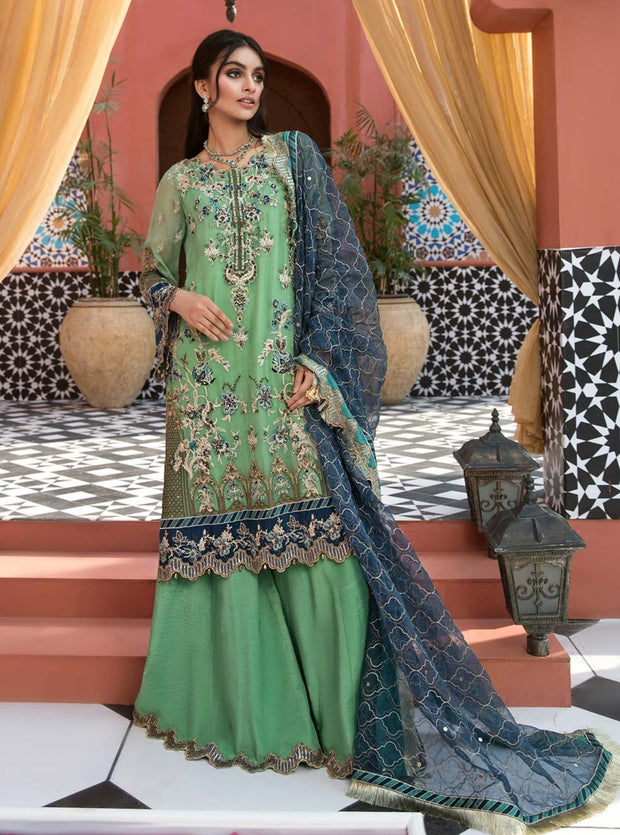 Pakistani Embroidered Short Shirt with Sharara 