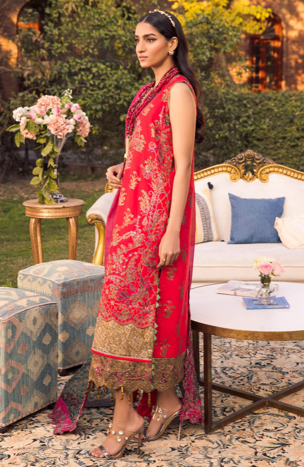 Pakistani Embroidered Suit in Kameez Trouser Style Online
