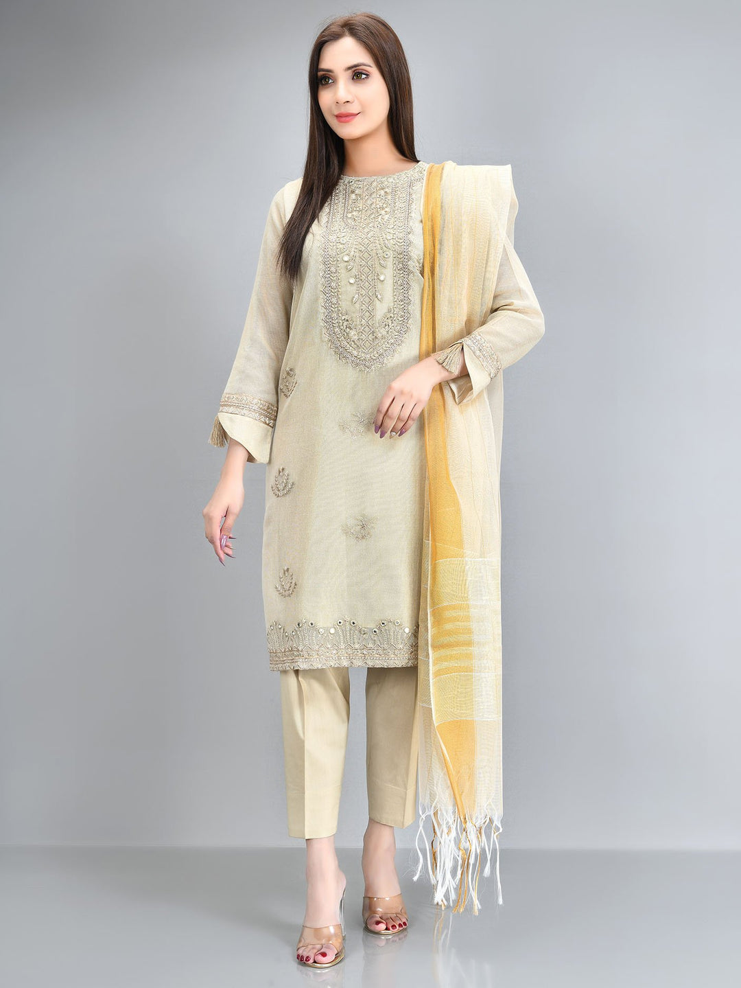 Pakistani Embroidered Zarri Net Suit