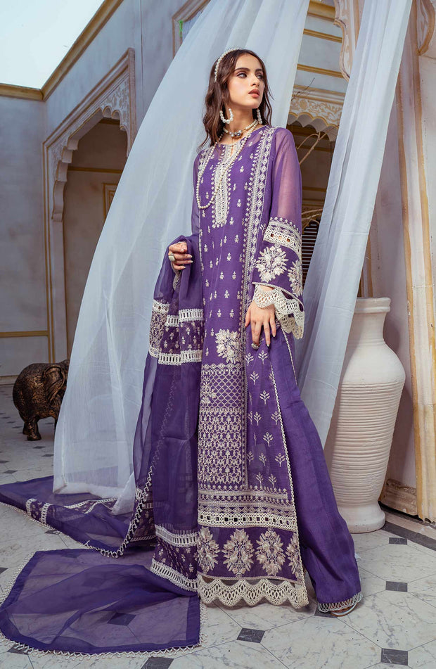 Pakistani Fancy Purple Salwar Kameez and Dupatta Suit Online
