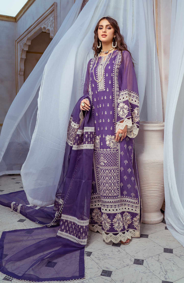 Pakistani Fancy Purple Salwar Kameez and Dupatta Suit