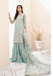 Pakistani Festive Party Gharara in Ice Blue Color