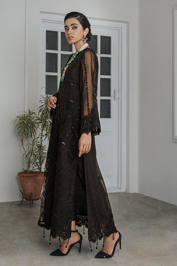 Pakistani Black Dress Party Wear Designer Latest Online – Nameera by Farooq