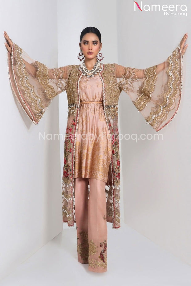 Pakistani Front-Open Baggy Tulle Jacket Dress Latest