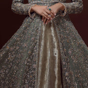 Pakistani Front Open Gown and Lehenga Dress