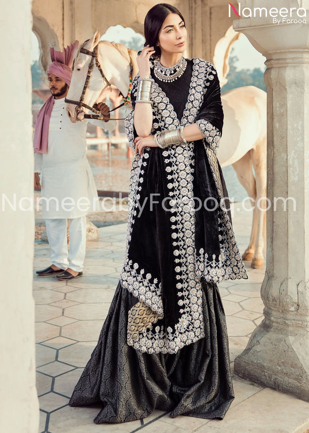 Elegant Pakistani Gharara Style Dress for Wedding Party