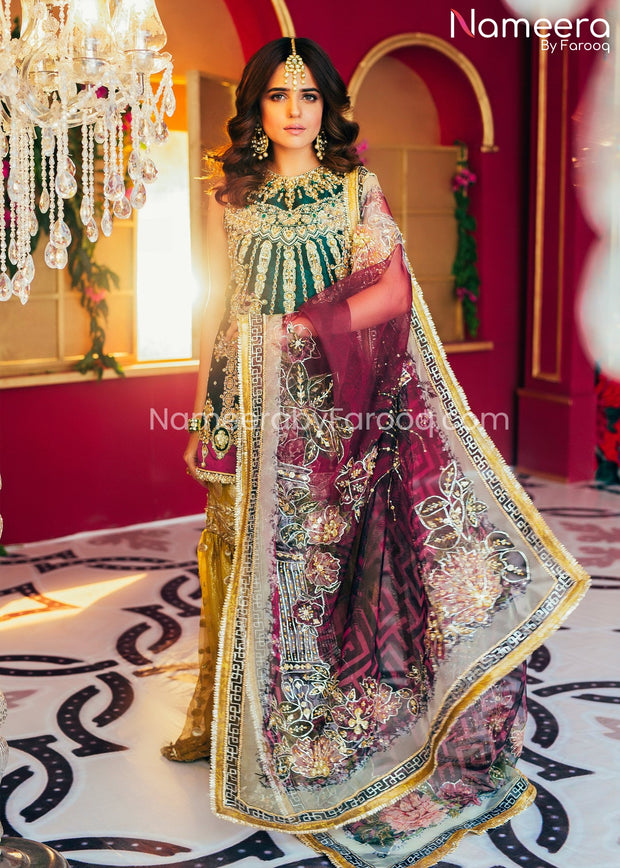 Pakistani Gharara and Short Shirt for Wedding Party