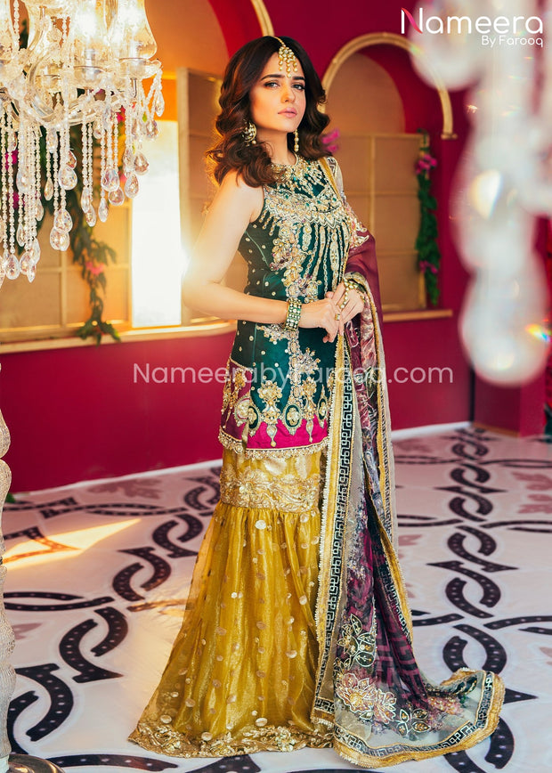 Pakistani Gharara and Short Shirt for Wedding Party