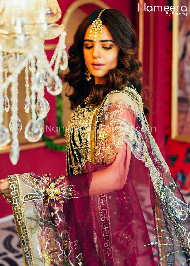 Pakistani Gharara and Short Shirt for Wedding Party