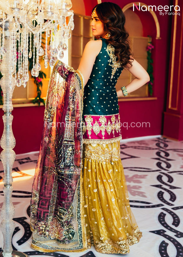 Pakistani Gharara and Short Shirt for Wedding Party