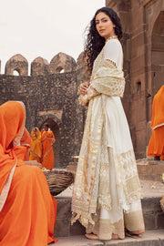 Pakistani Golden Embellished White Kameez trousers Eid Dress