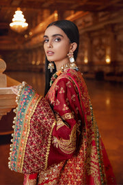 Pakistani Gota Embroidered Suit in Red Color