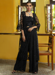 Pakistani Gown Dress In Black Color By Designer