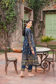 Pakistani Gown and Trouser Dress in Blue Color for Eid Online