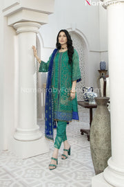 Pakistani Green Chiffon Dress for Wedding Party 