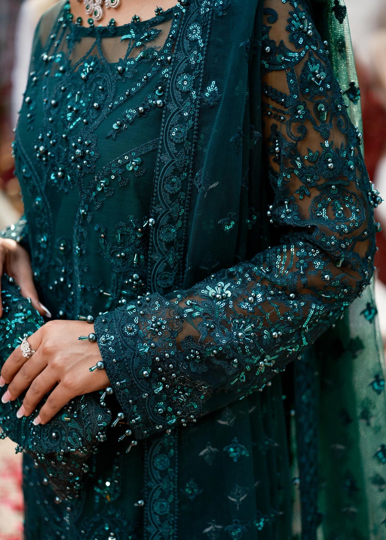Pakistani Color Pakistani Green Dress in Premium Kameez Trouser Style – Nameera by Farooq
