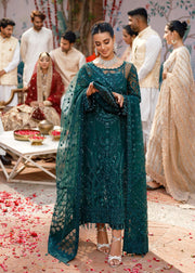 Pakistani Green Dress in Premium Kameez Trouser Dupatta Style