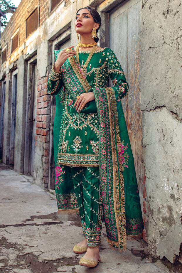 Pakistani Green Salwar Kameez Dress for Mehndi