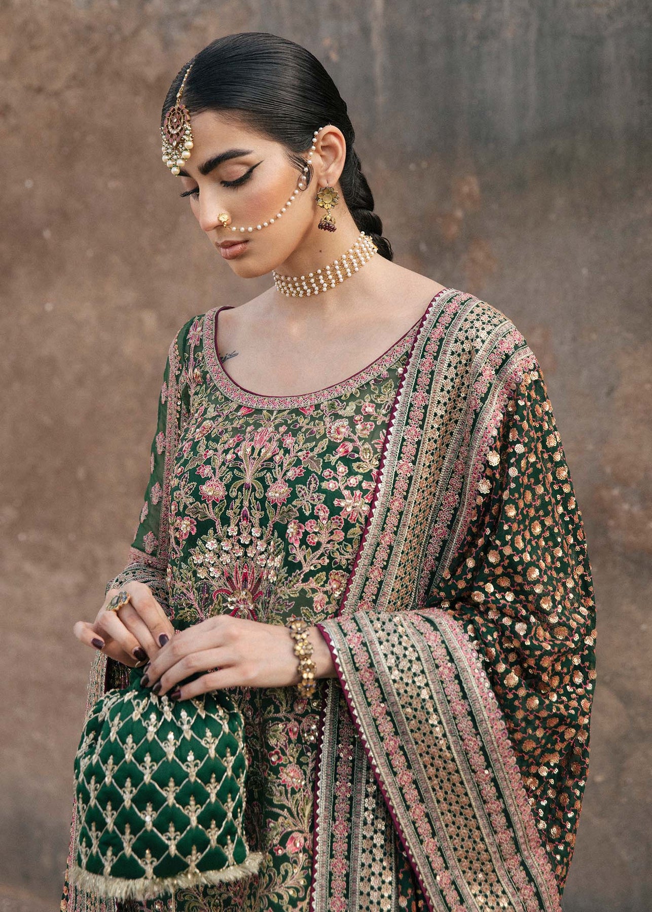Buy Pakistani Green Wedding Dress in Kameez Trouser Style – Nameera by ...