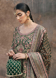 Pakistani Green Wedding Dress in Kameez Trouser Style Online