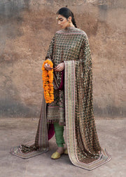 Pakistani Green Wedding Mehndi Dress in Kameez Trouser Style