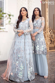 Pakistani Grey Floral Maxi Dress for Party 2021