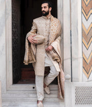 Pakistani Groom Dress in Embroidered Sherwani Style