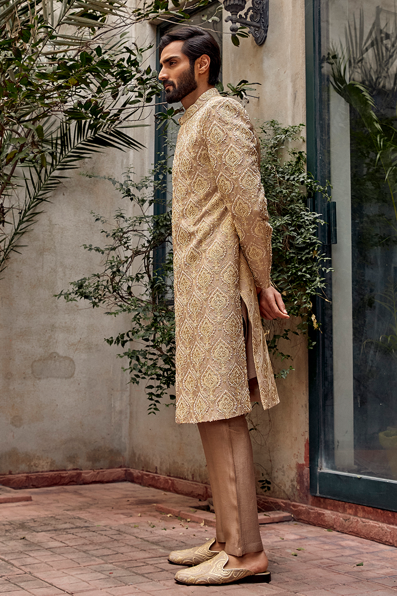 Pakistani Groom Dress in Premium Karandi Sherwani Style Online