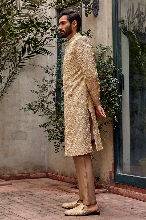 Pakistani Groom Dress in Premium Karandi Sherwani Style Online