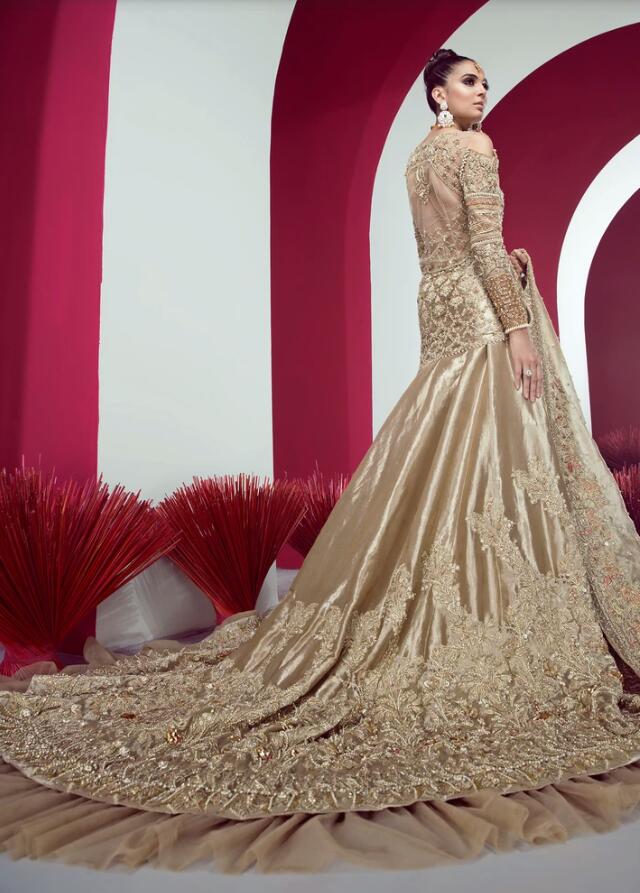 Pakistani Heavy Bridal Lehenga for Walima Backside