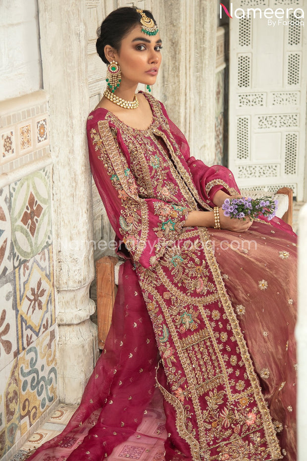 Pakistani Jacket Lehenga Choli Dupatta Dress for Bride Online Nameera by Farooq