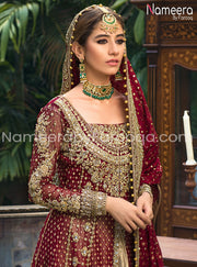 Pakistani Jacquard Lehnga with Frock #BR04
