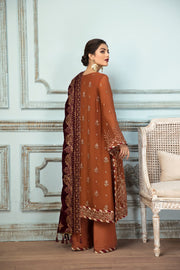 Pakistani Kameez Salwar in Rusty Brown Shade Designer