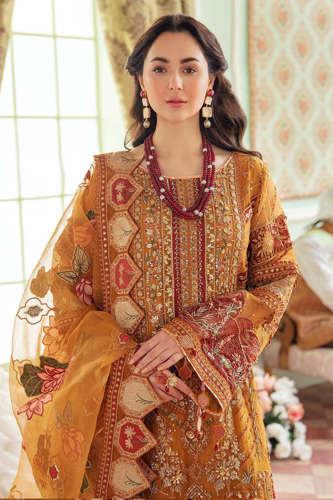Pakistani Kameez with Palazzo in Orange Shade 2022