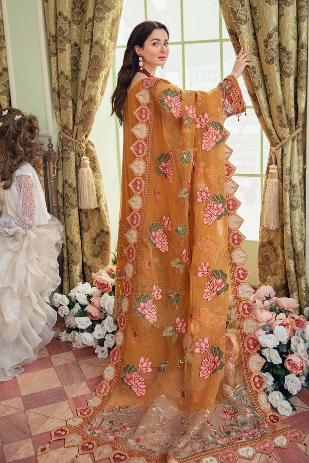 Pakistani Kameez with Palazzo in Orange Shade Latest