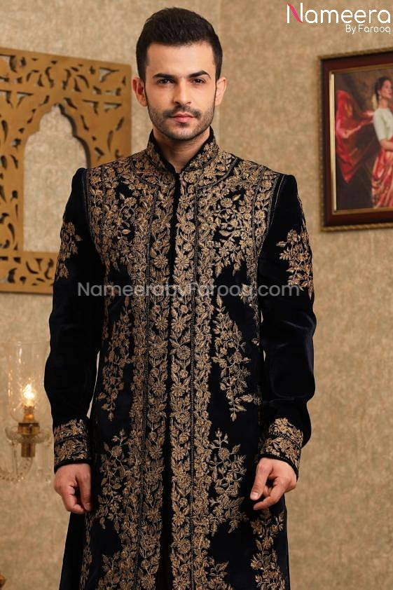 Pakistani Latest Sherwani Design for Groom 2021 Close Up View