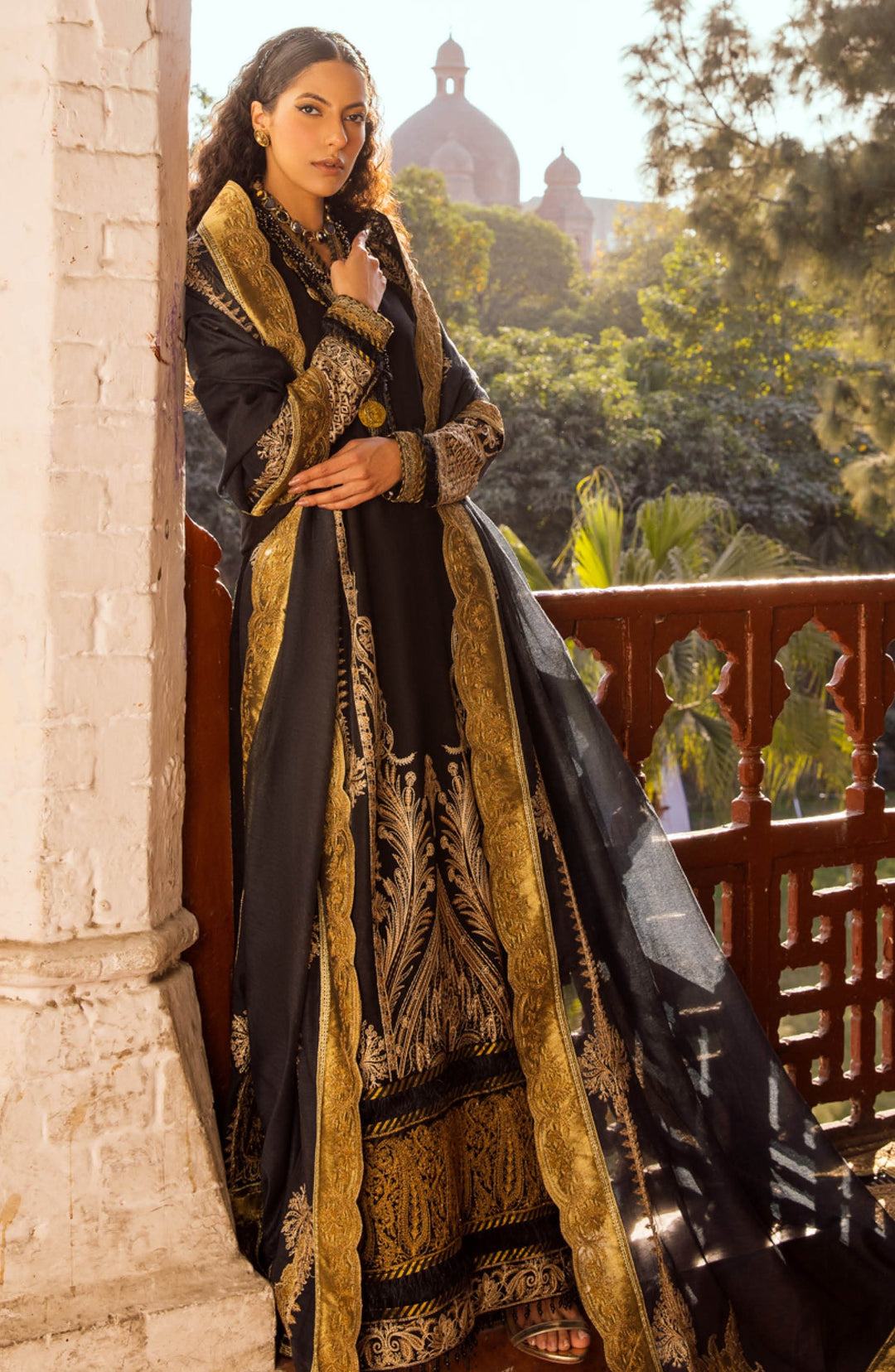 Pakistani Lawn Suit in Black Kameez and Trouser Style Online
