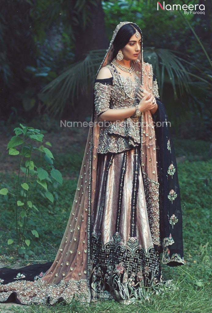 Pakistani Lehenga Bridal Dress in Peplum Frock 
