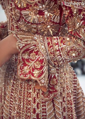 Pakistani Lehenga Bridal with Choli for Wedding Sleeves Embroidery