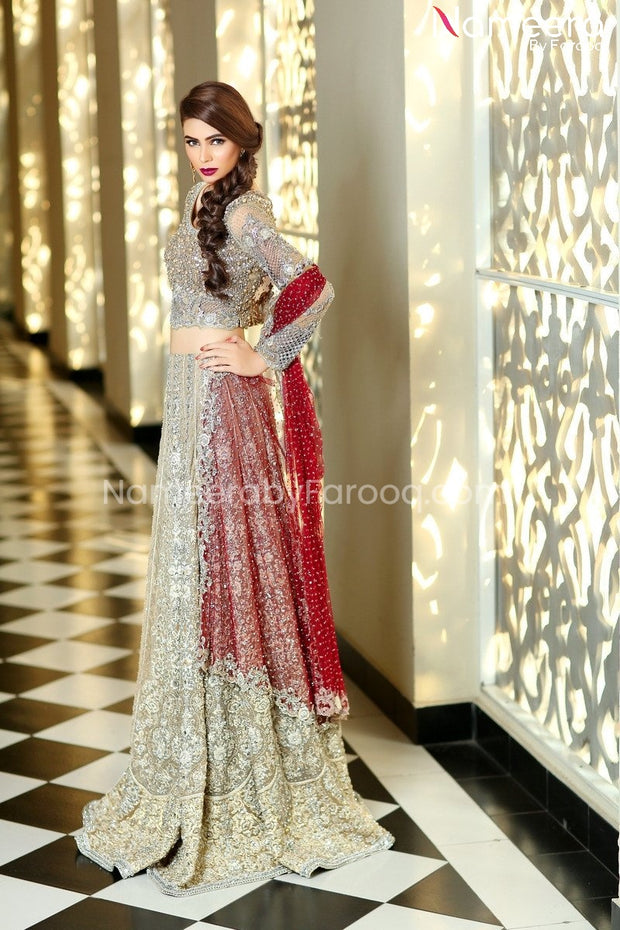 Pakistani Lehenga Choli Dress with Red Dupatta