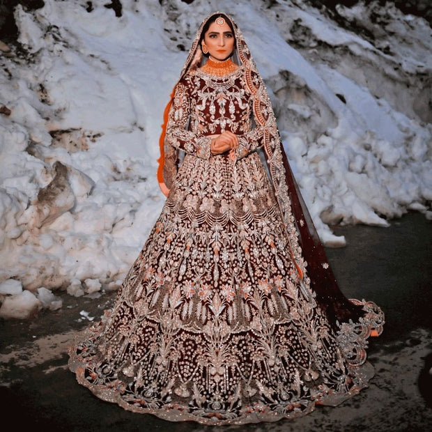 Pakistani Lehenga Choli Dupatta Dress for Bride