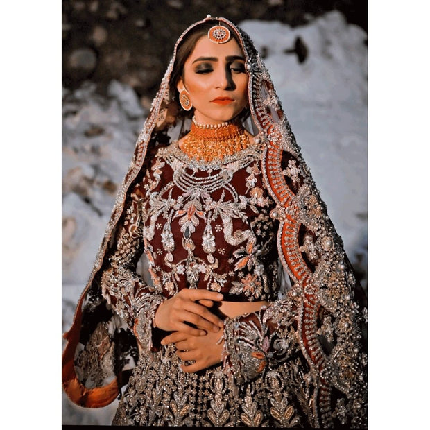 Pakistani Lehenga Choli and Dupatta Dress for Bride