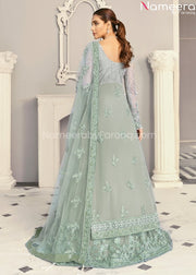 Pakistani Lehenga Dress with Open Shirt Online Backside Look