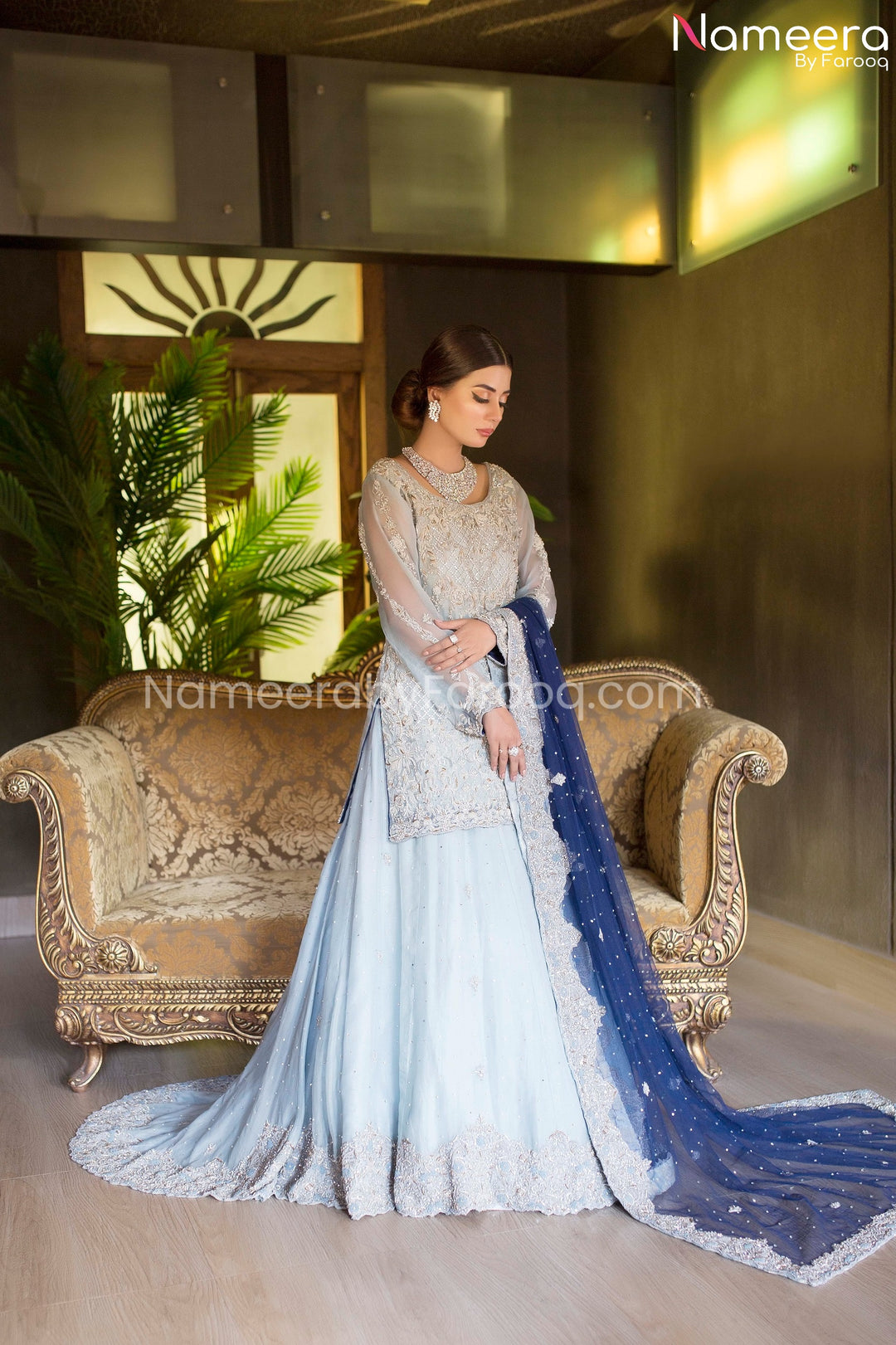 Buy Pakistani Lehenga Online with Royal Blue Dupatta Latest Collection LARGE Buy Pakistani Lehenga Online with Royal Blue Dupatta Latest Collection LARGE
