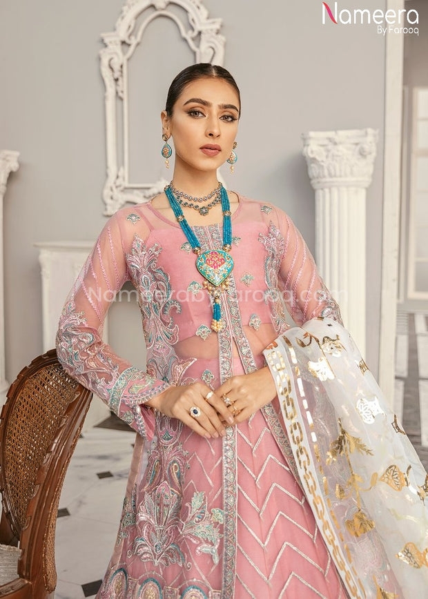 Pakistani Lehenga for Wedding Party with Kurti Shirt Front View