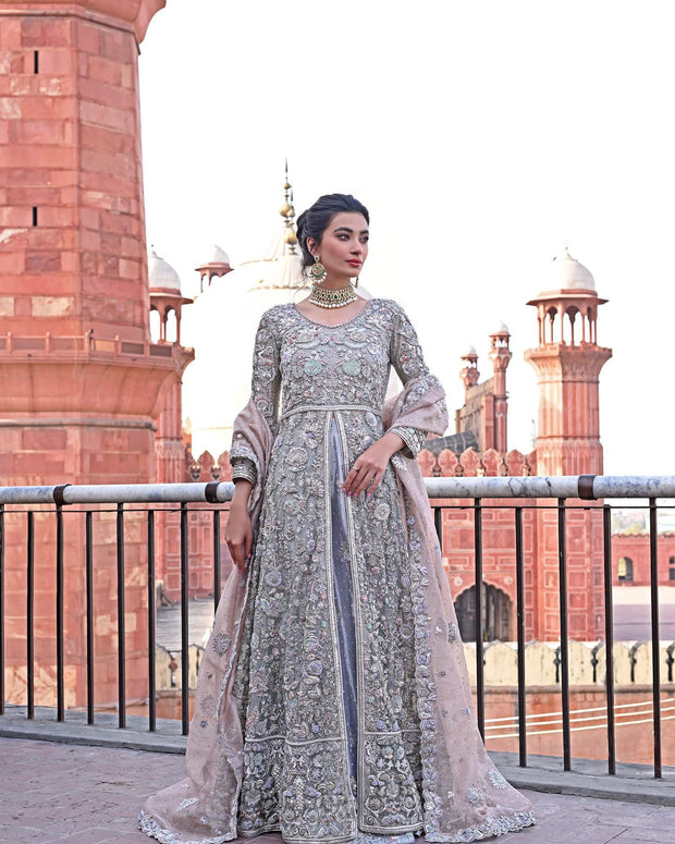 Pakistani Lehenga with Front Open Gown Dress