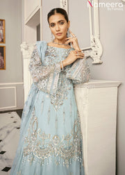 Pakistani Lehenga with Long Kurti Online 2021 Neckline Embroidery